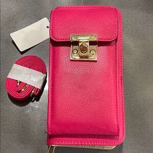 Vibrant Pink Wallet with Gold Clasp